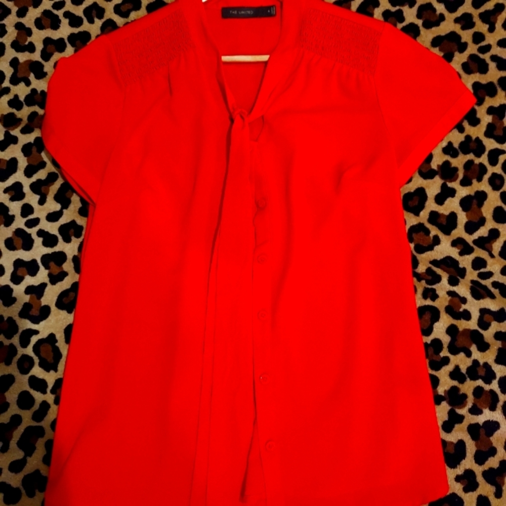 The Limited red tie blouse